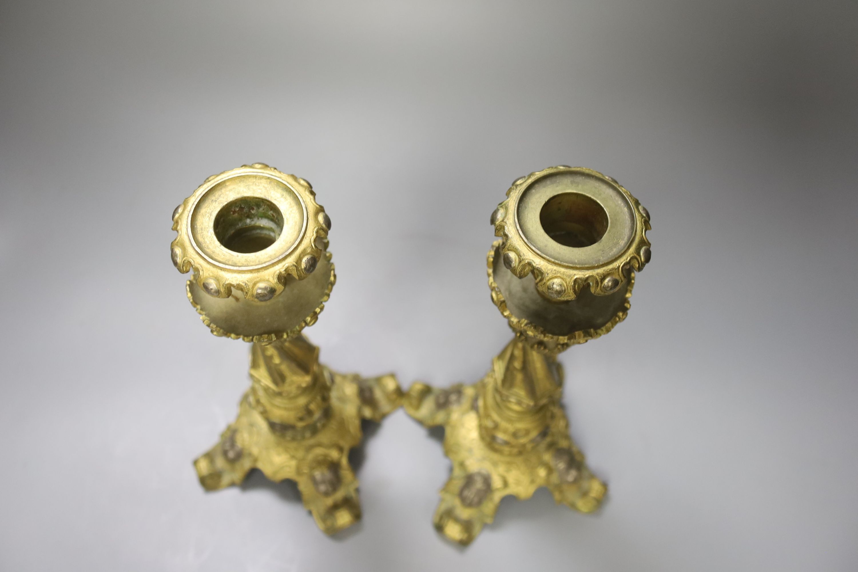 A pair of 19th century French ormolu candlesticks, 21cm